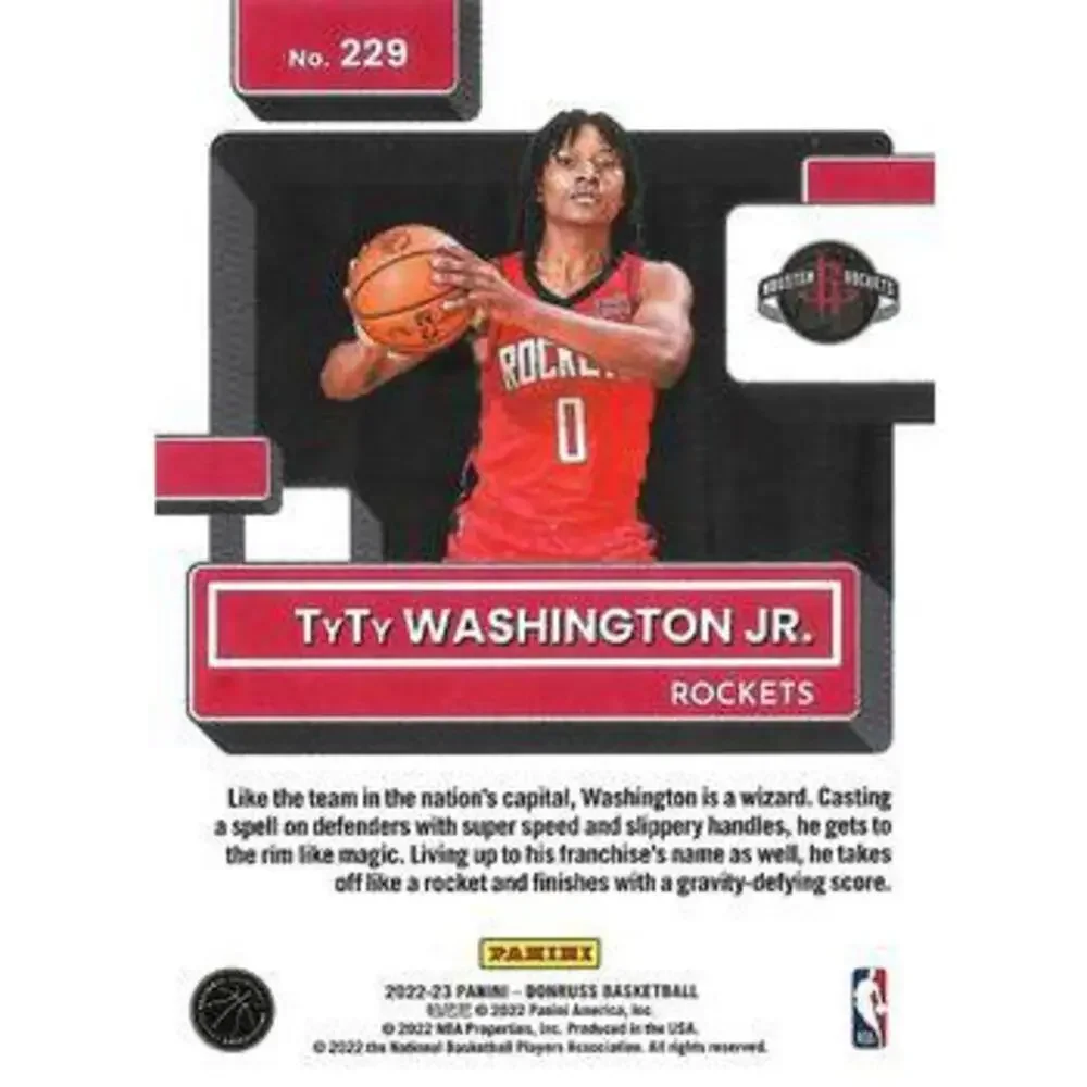 2022-23 Panini Donruss TyTy Washington Jr. Rookie 229 Houston Rockets